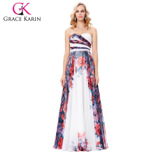 Grace Karin 2017 New Fashion Women Chiffon Long Flor Floral impresso vestido de noite padrão GK000131-1